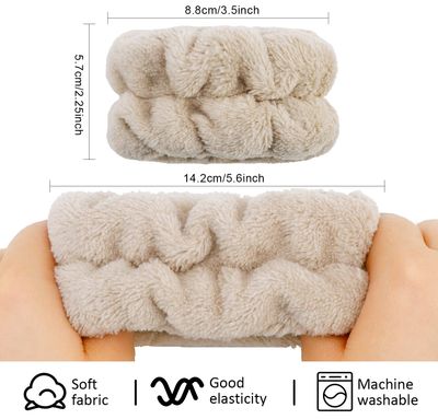 WHAVEL Face Washing Wristbands (6 Pairs), Absorbent Spa Wristbands for Washing Face Sweatband Wash Bands, Prevent Liquid from Spilling Down Arms