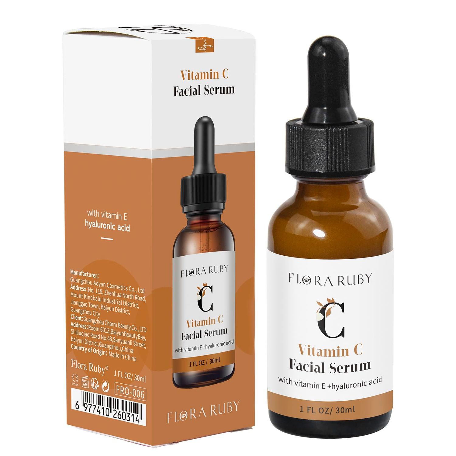 Pure Vitamin C Facial Serum Anti Aging Face Serum with Vitamin C, Hyaluronic Acid, Vitamin E &amp; More - Brightening Serum for Sensitive Skin, Fine Lines &amp; Wrinkles, 1 Fl Oz