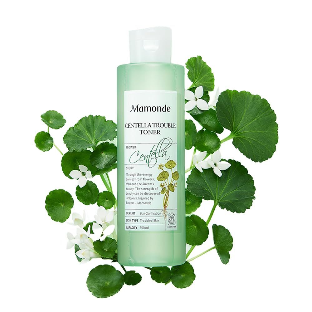 Mamonde Centella Asiatica Face Vegan Toner for Troubled Skin, Soothing Irritated Skin, 98.32% Centella Asiatica Water and BHA for Skin Purification, Korean Skin Care, 8.45 Fl Oz.