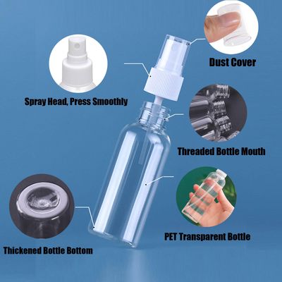 iDeep Small Spray Bottle, 4 Pack 100ml/3.5 oz Travel Spray Bottle Clear Plastic Refillable Empty Fine Mist Spray Bottle with 24pcs Labels for Travel, Cleaning, Gardening, Skin Care