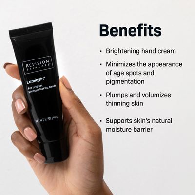 Revision Skincare Lumiquin Hand Cream, Anti Aging Hand Moisturizer, Supports Moisture Barrier, Skin Brightening, 1.7 oz