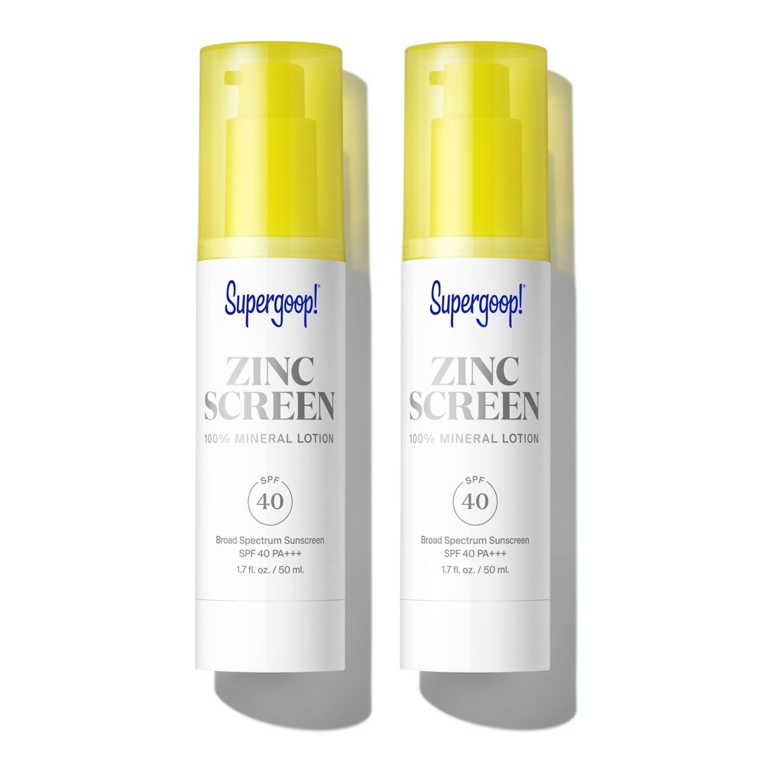 Supergoop! Zincscreen - 1.7 fl oz, Pack of 2 - SPF 40 PA+++ 100% Mineral Face Lotion &amp; Broad Spectrum Sunscreen - Lightweight, Blendable Formula with Pink Hue