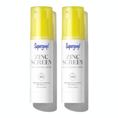 Supergoop! Zincscreen - 1.7 fl oz, Pack of 2 - SPF 40 PA+++ 100% Mineral Face Lotion &amp; Broad Spectrum Sunscreen - Lightweight, Blendable Formula with Pink Hue