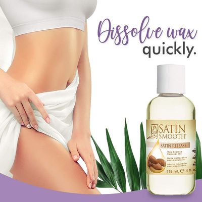 Satin Smooth Satin Release Wax Residue Remover Oil, Almond-Infused, Post-Waxing Oil, Skin Care, 4 fl. oz, 2-Pack