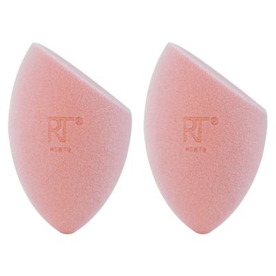 Real Techniques Miracle Powder Sponge, Makeup Blending Sponge For Powder Products, Set Makeup For Natural Finish &amp; Cloud Skin, Buildable Coverage, Velvet Material, Latex-Free Foam, 2 Count