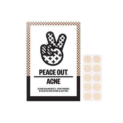 Peace Out Skincare Acne Dots, Hydrocolloid Pimple Patches Help Clear Blemishes Overnight, Award Winning Fast Acting Anti-Acne Solution (20 dots)