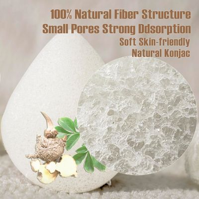 Zabiltro Natural Walnut Konjac Facial Sponges - Waterdrop- for Gentle Face Cleansing and Exfoliation Eco-Friendly - Skincare Face Body Washing Cleaning - with White Pure Konjac,3pc.