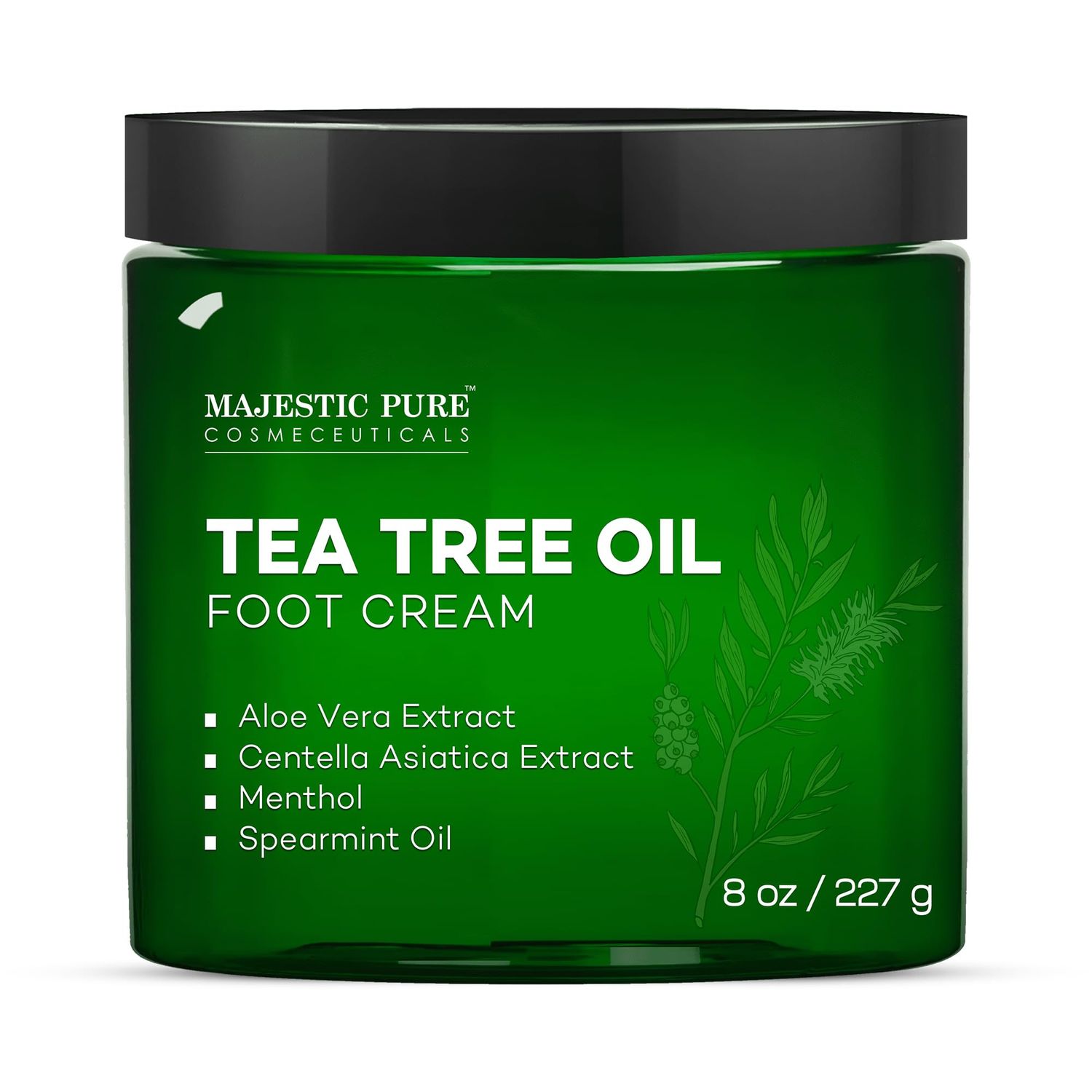 Majestic Pure Tea Tree Oil Foot Cream, Warming Cream - Calluses, Dry Cracked Feet, Hands, Heels, Elbow, Nails, and Knees - Softens &amp; Moisturizes Skin - 8 oz