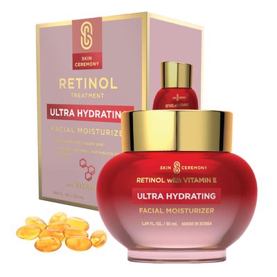 Skin Ceremony Retinol &amp; Vitamin E Moisturizer - Anti-Aging, Hydrating Skin Cream for Fine Lines, Wrinkles &amp; Acne Scars - Dermatologist Tested, Clean Beauty, Korean Skin Care - 1.69 FL.OZ.