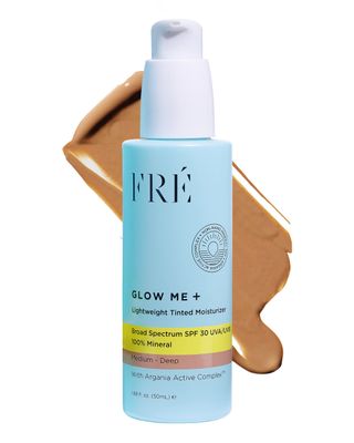 Tinted Mineral Sunscreen with Non-Nano Zinc Oxide, SPF 30 Face Moisturizer, GLOW ME by FRE Skincare (Medium-Deep) - Hydrating Lightweight Face Cream for Smoother &amp; Glowing Skin - Reef-Safe Sunscreen