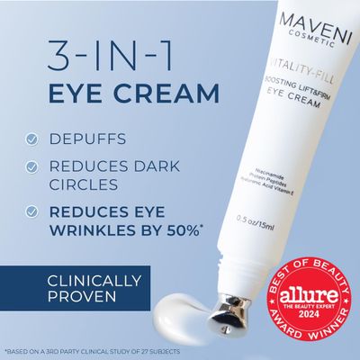 MAVENI Vitality-Fill Boosting Eye Cream, Natural Anti Aging Under Eye Cream Lift & Firm,Reduce Wrinkles,Fine Lines,and Under Eye Bags,Dark Circles Under Eye Cream
