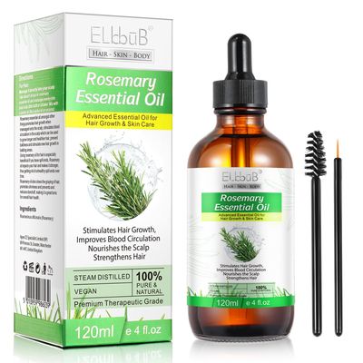 Rosemary Oil for Skin Care &amp; Stimulates Hair Growth for Men Women -120ml 100% Pure Rosemary Essential Oil for Eyebrow and Eyelash, Nourishes The Scalp