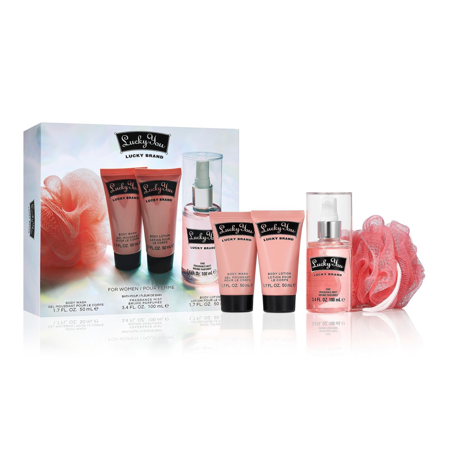 Lucky Brand, Lucky You Women&#39;s Fragrance 4 Piece Bath Set, 3.4 fl. Oz
