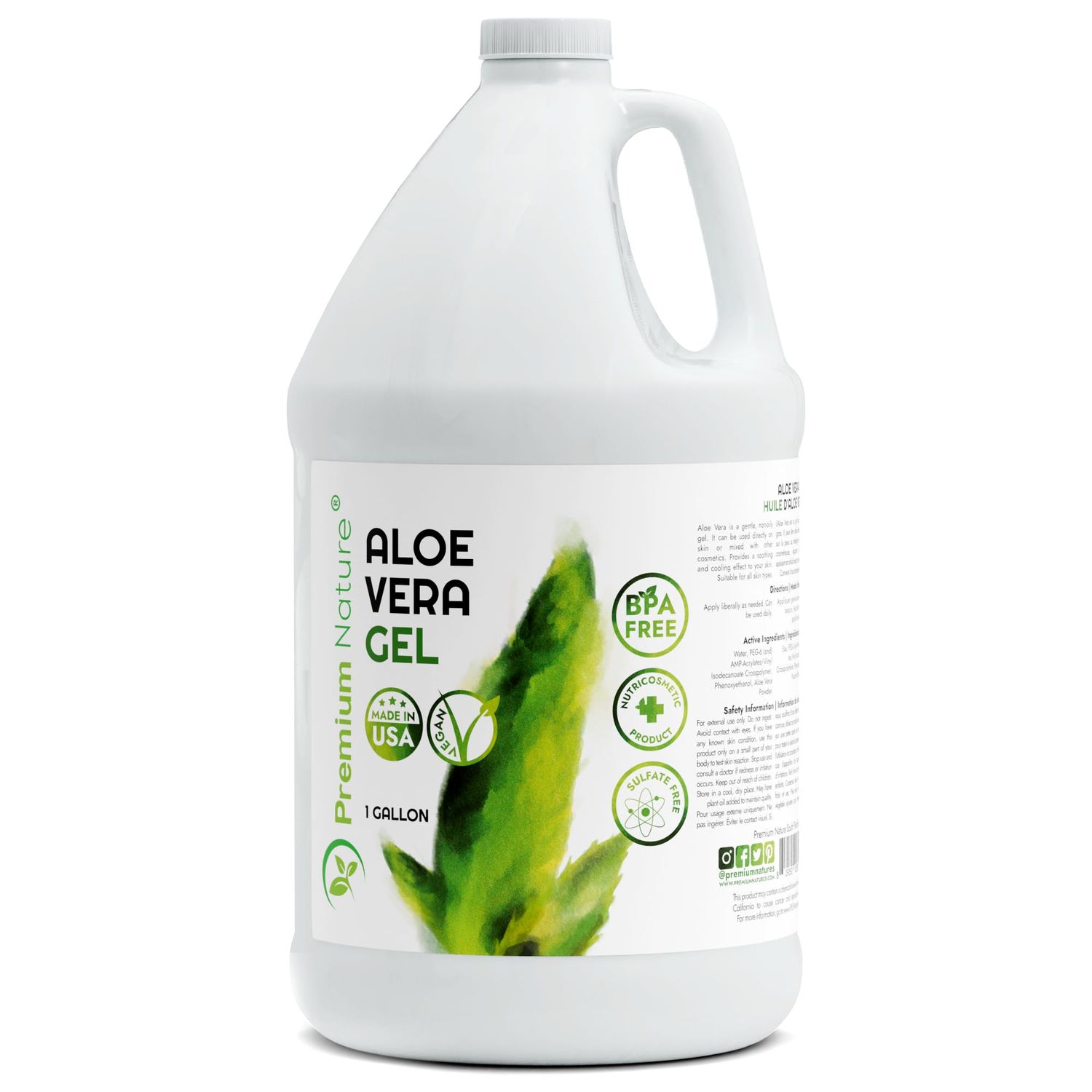 Premium Nature Pure Aloe Vera Gel For Face &amp; Dry Skin, Sunburn Relief, Aloe Vera Gel for Skin Moisturizer Aloe Vera Gel from Aloe Vera Plant Aloe Vera Gel for Hair Aloe Gel 1 Gallon