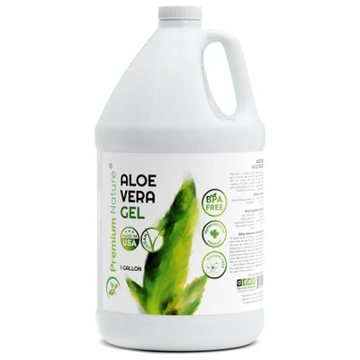 Premium Nature Pure Aloe Vera Gel For Face &amp; Dry Skin, Sunburn Relief, Aloe Vera Gel for Skin Moisturizer Aloe Vera Gel from Aloe Vera Plant Aloe Vera Gel for Hair Aloe Gel 1 Gallon