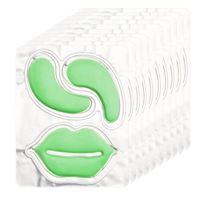 YP 10 Pairs Aloe Vera Under Eye Patches and Moisturizing Lip Mask Set - 10 Pcs Aloe Vera Lip Patches &amp; Under Eye Patches, Refines Eye mask and Lip Lines Essence for Women Gifts