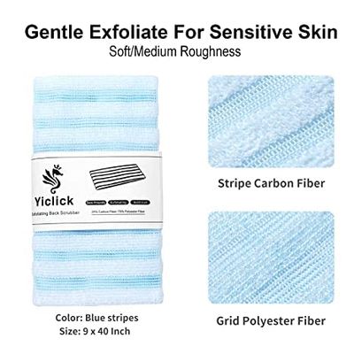 Yiclick Exfoliating Washcloth Towel - Exfoliating Body Scrubber, Loofah Wash Sponge - Korean &amp; Japanse &amp; African Washcloth - Soft + Rough Exfoliating Back Scrubber - for Senstive and Rough Skin