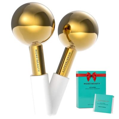 MontBeauty Stainless Steel Ice Globes for Facials (Gold), Durable Cryo Globes Instantly Reduce Puffiness, Tighten Pores and Sinus Relief, Face Globes for Facial Massages and Daily Beauty Routines