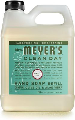 MRS MEYERS CLEAN DAY Soap Refill, Liquid Basil, 33 Ounce (Pack of 6)