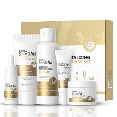 Snail Korean Skin Care Set - All About Snail Mucin Kit, Skin Care Kit with Cleanser, Toner, Serum, Eye Cream, Face Cream, Facial Kit for Women &amp; Girls Hydrating Skin, TSA-Friendly Sizes 5Pcs