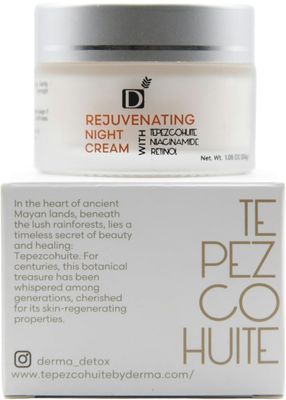 Rejuvenating Facial Night Cream with Retinol, Tepezcohuite, Niacinamide - cruelty-free, vegan, paraben-free silicone-free Mexican Natural skincare ingredients