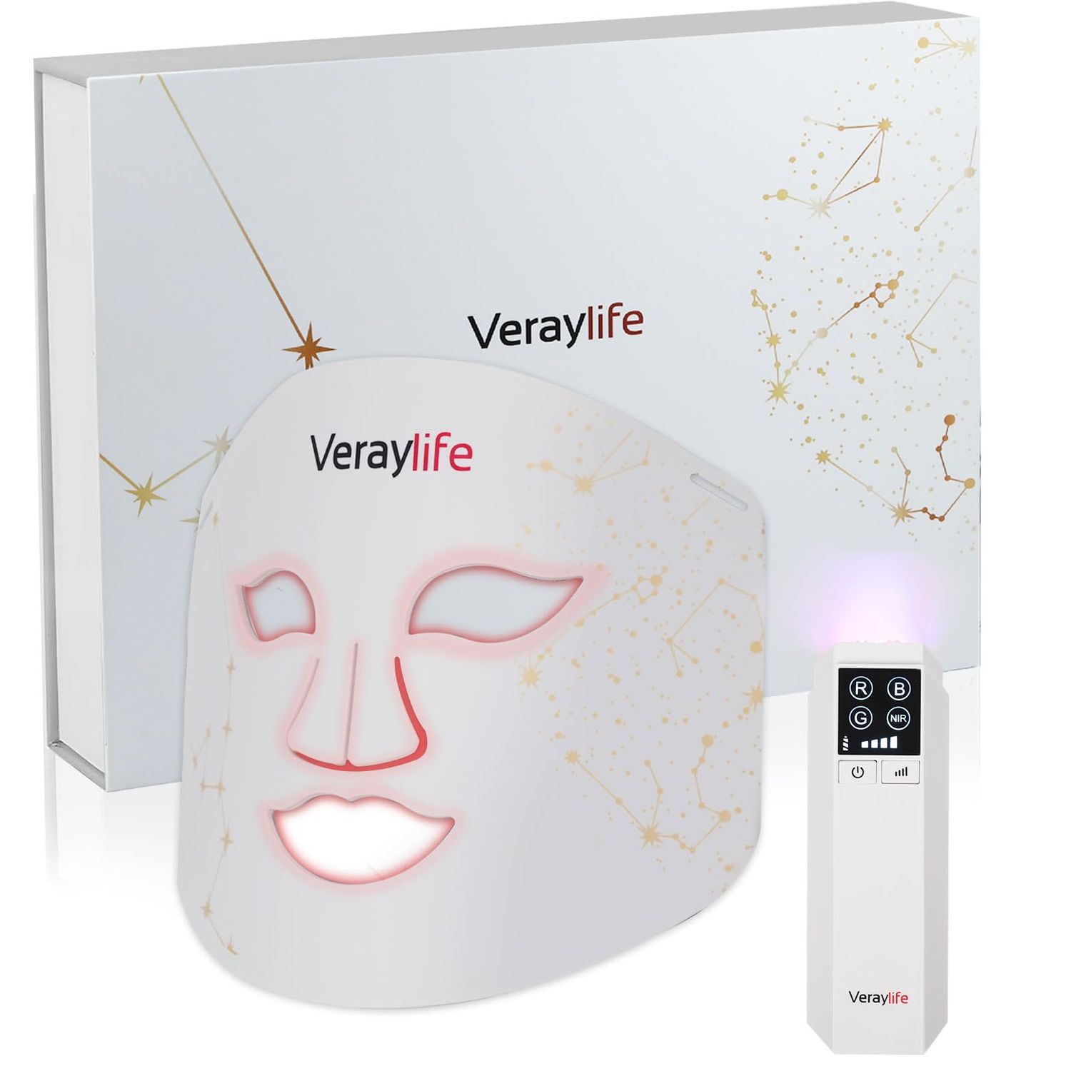 Veraylife Red Light Face Mask, 8 Modes Portable Led Face Mask Light Therapy, 850nm Near Infrared Red Light Therapy for Face, Infrared Face Light Therapy, Face Skincare Tool