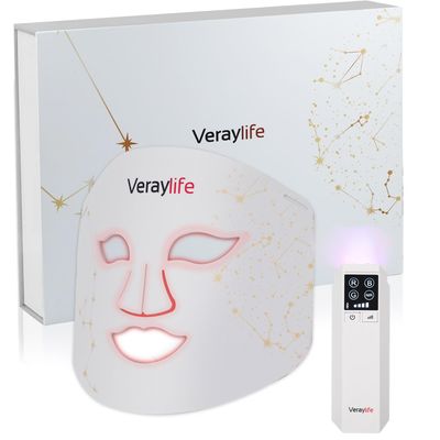 Veraylife Red Light Face Mask, 8 Modes Portable Led Face Mask Light Therapy, 850nm Near Infrared Red Light Therapy for Face, Infrared Face Light Therapy, Face Skincare Tool