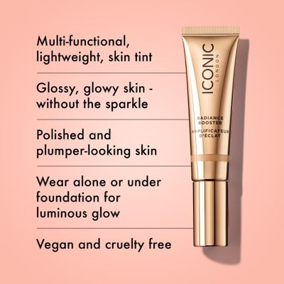 ICONIC LONDON Radiance Booster | Liquid Radiance Lightweight Skin Tint for a Glowy Makeup Look, Cruelty Free, Vegan Makeup (Honey Glow) 30 mL/ 1.01 Fl Oz