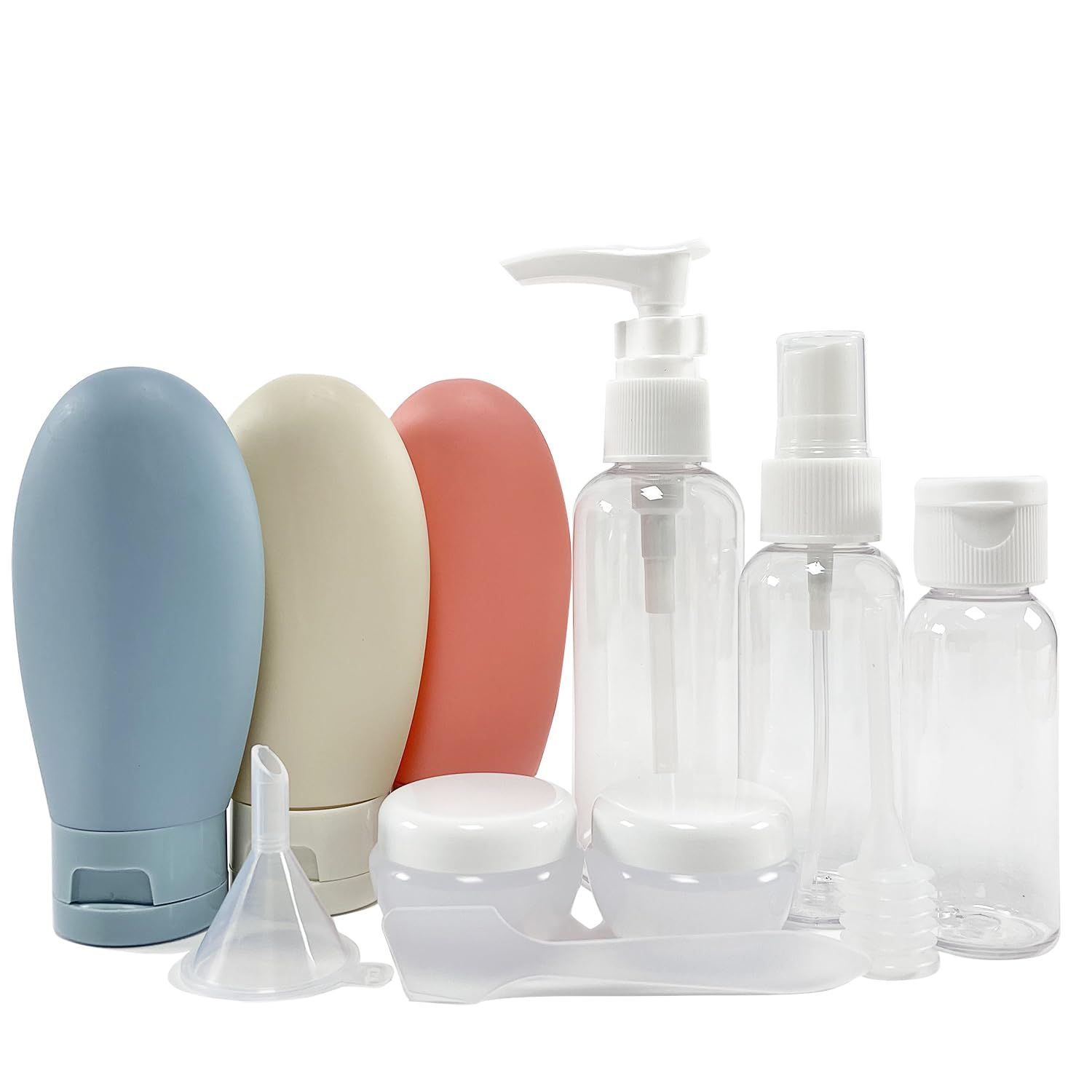 woneu 12Pack Travel Size Toiletries for Women - 2oz TSA Approved Leakproof Travel Bottles for Shampoo, Skincare, and Cream - Refillable Plastic Travel Containers, Toiletry Travel Kit