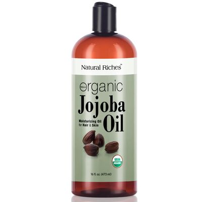 Natural Riches Organic Jojoba Oil, Pure (16 oz) | Moisturizing Oil for Face, Hair, Skin &amp; Nails Cold Pressed Hexane Free Base Carrier oil.