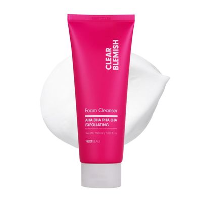 NEXTBEAU Clear Blemish Foam Cleanser 5.07 fl. oz. Moisturizing Foaming Facial Cleanser, Face Wash, Skin Cleanser for All Skin Types Korean Skincare