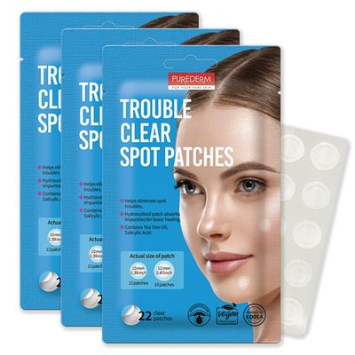 Purederm Trouble Clear Spot Patches 3 packs - Made with highly absorbent hydrocolloid