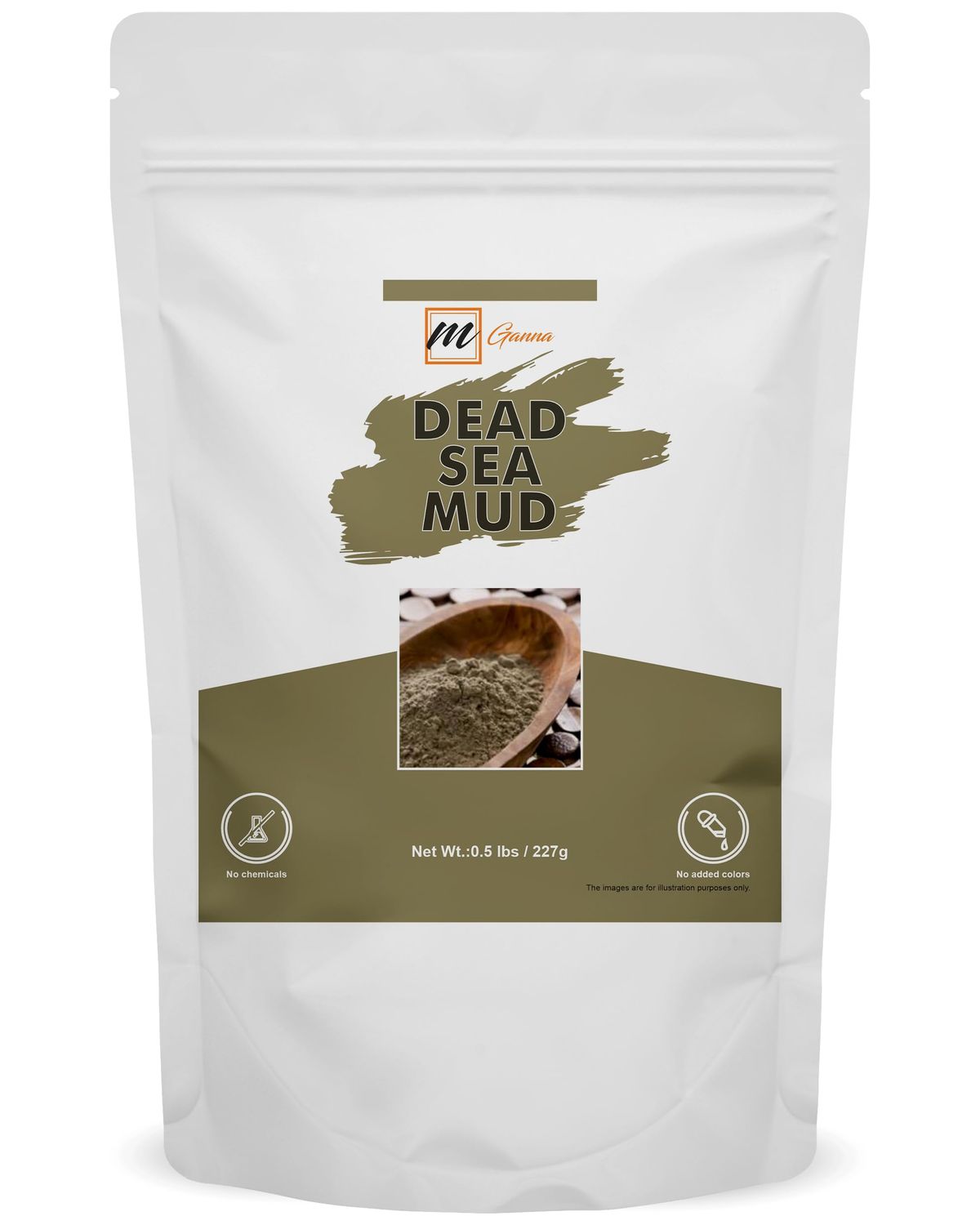 mGanna 100% Natural Dead Sea Mud/Clay Powder 0.5Lbs for Face Masks, Skin firming, Creams, Scrubs and Soap Making