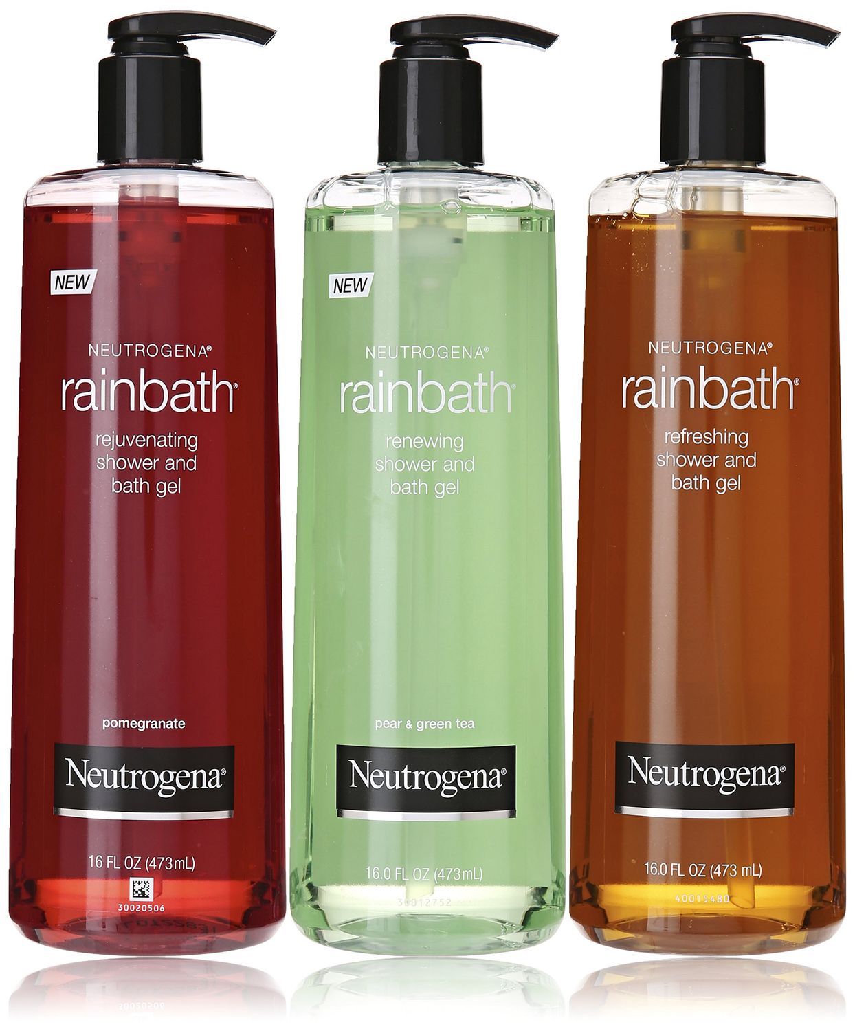 Neutrogena Rainbath Multi-pack of 3, 1 Original Formula, 1 Pomegranate and 1 Pear &amp; Green Tea, 16 fl oz bottles