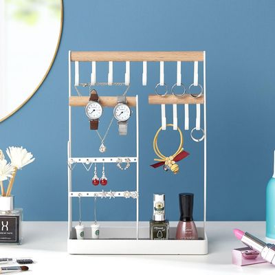 YGJT Jewelry Stand Holder Organizer, Makeup Organizer for Vanity, Skincare Cosmetics Organizer with Drawers, Floor Vanity Organizer for Skin Care Perfume Makeup Brush Nail Polish Hair Tool