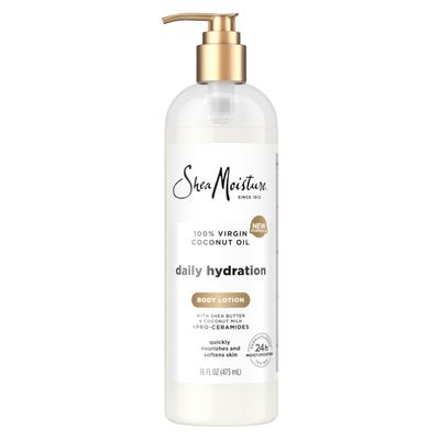 SheaMoisture Daily Hydration Body Lotion with 100% Virgin Coconut Oil, Shea Butter, Coconut Milk and Pro-Ceramides, Quickly Nourish &amp; Soften Skin, 24H Moisturizing 16 oz