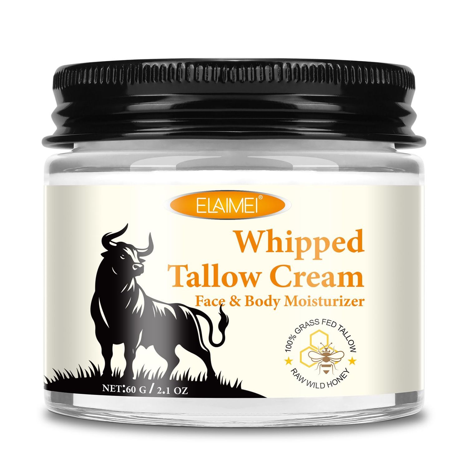ISUNRISE Beef Tallow for Skin, Tallow Face Moisturizer, Organic Grass-Fed Grass Finished Beef Tallow and Honey Balm Deeply Moisturizing for Face &amp; Body,2.1 oz
