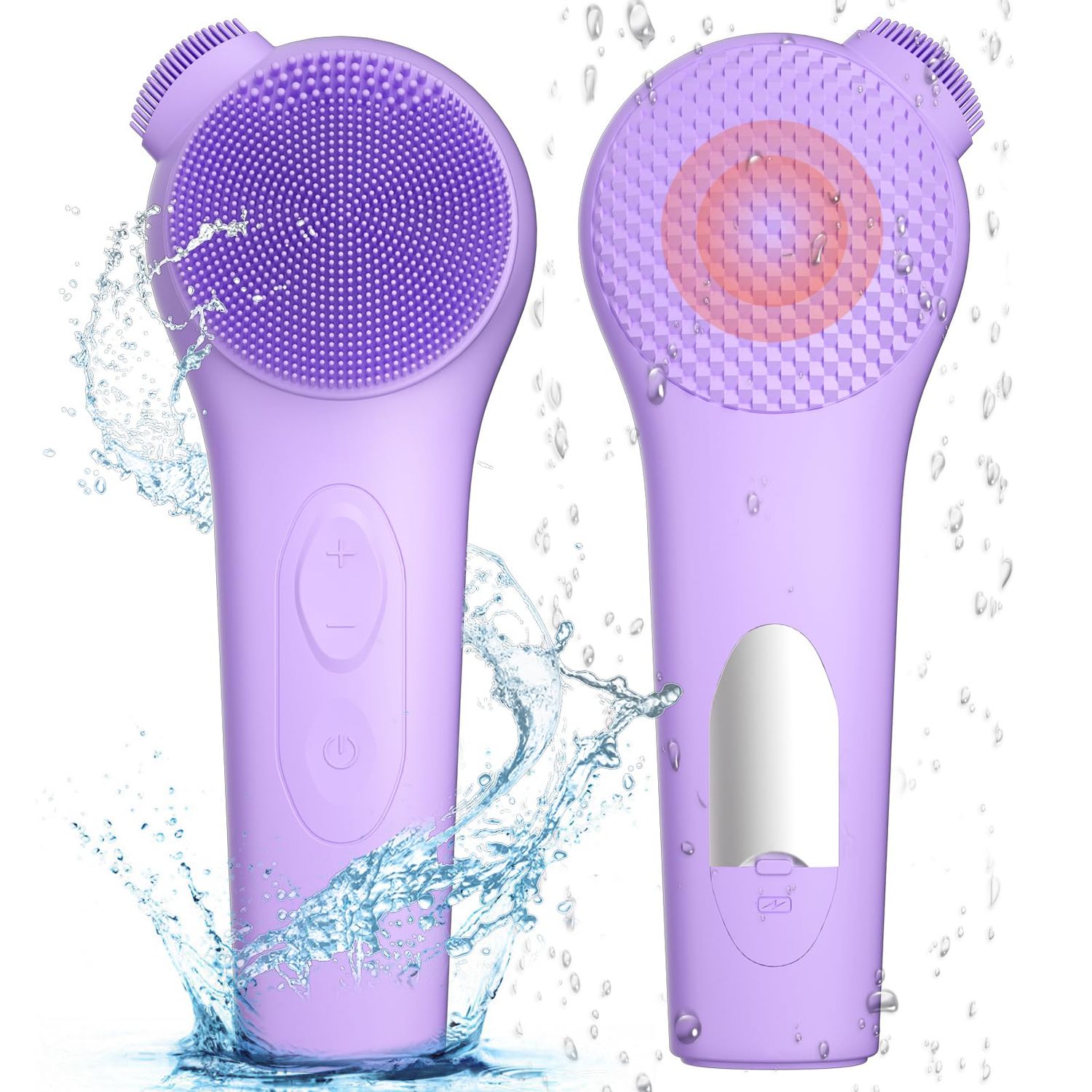 Landmore Silicone Face Scrubber Exfoliator, Electric Facial Cleansing Brush 5 Cleansing Modes with Thermal Compress for Men &amp; Women, Waterproof Face Wash Brush for Deep Cleaning Exfoliating Massaging