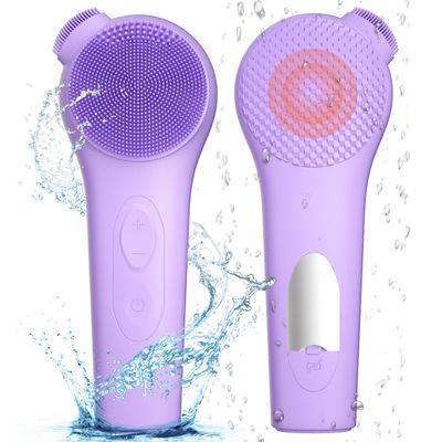 Landmore Silicone Face Scrubber Exfoliator, Electric Facial Cleansing Brush 5 Cleansing Modes with Thermal Compress for Men &amp; Women, Waterproof Face Wash Brush for Deep Cleaning Exfoliating Massaging