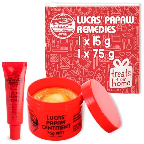 Lucas Pawpaw Lip Ointment, Lucas Pawpaw Cream, Lucas Pawpaw Ointment for Lips &amp; Dry Skin (75g + 15g)