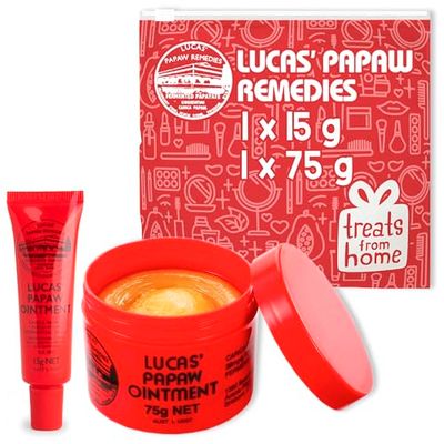 Lucas Pawpaw Lip Ointment, Lucas Pawpaw Cream, Lucas Pawpaw Ointment for Lips &amp; Dry Skin (75g + 15g)