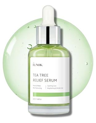 IUNIK Tea Tree 67% Relief Vegan Facial Serum - Non-Sticky | Clear &amp; Balanced Skin w/Centella Asiatica 19% for Soothing Calming Irritated &amp; Acne-prone Skin Ampoule Korean Skincare