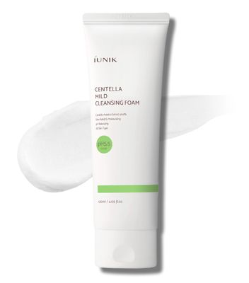 IUNIK Centella Mild Facial Foaming Cleanser - Non-stripping Sub-Acid w/Centella Asiatica 49% Moisturizing pH Balancing for Oily Dry Senstivie Acne-prone skin Vegan Korean Skincare