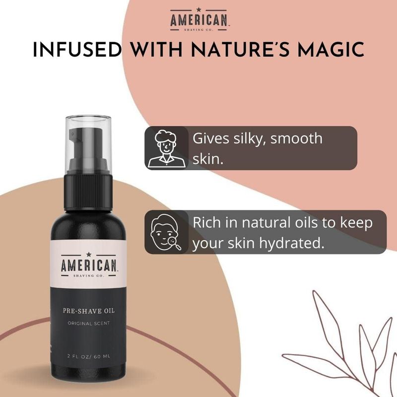 Pre-Shave Oil for Effortless, Smooth &amp; Irritation-free Shave, For Mens Skin Care Natural Handcrafted Blend Argan &amp; Jojoba Oil, Protects Razor Burn, Premium Pre-Shave Oil by American Shaving Co - 2 Oz
