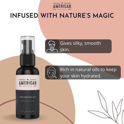 Pre-Shave Oil for Effortless, Smooth & Irritation-free Shave, For Mens Skin Care Natural Handcrafted Blend Argan & Jojoba Oil, Protects Razor Burn, Premium Pre-Shave Oil by American Shaving Co - 2 Oz