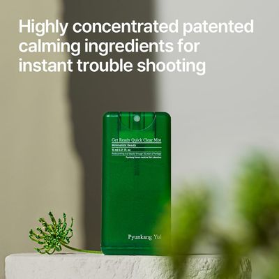 Pyunkang Yul [PKY] Ultimate Get Ready Quick Clear Mist for Sensitive Skin, Intensely Calms &amp; Soothes Redness with Cica &amp; Tea Tree, Compact size, Korean Skincare (0.51 Fl. oz, 15ml)
