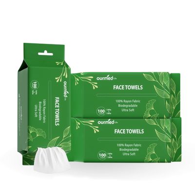 Ourmed Life Face Towels - Versatile Disposable Biodegradable face towel for Sensitive Skin | Lint-Free Facial Tower for Cleansing, Skincare, Makeup Removal &amp; Dry Wipes, 300 Count