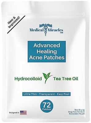 Maximum Strength Hydrocolloid Acne Remover Sticker Dots, 72 Pack | Face Healing Dot Treatment May Aid in Absorbing Zits, Pimples, Cystic Spots, Blemish Tea Tree Therapy Covers All Skin Types