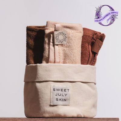 SWEET JULY Skin Face Towel Set Day &amp; Night, Makeup Removal, 100% Cotton, Soft, Absorbent, Daily Use, Pack of 6