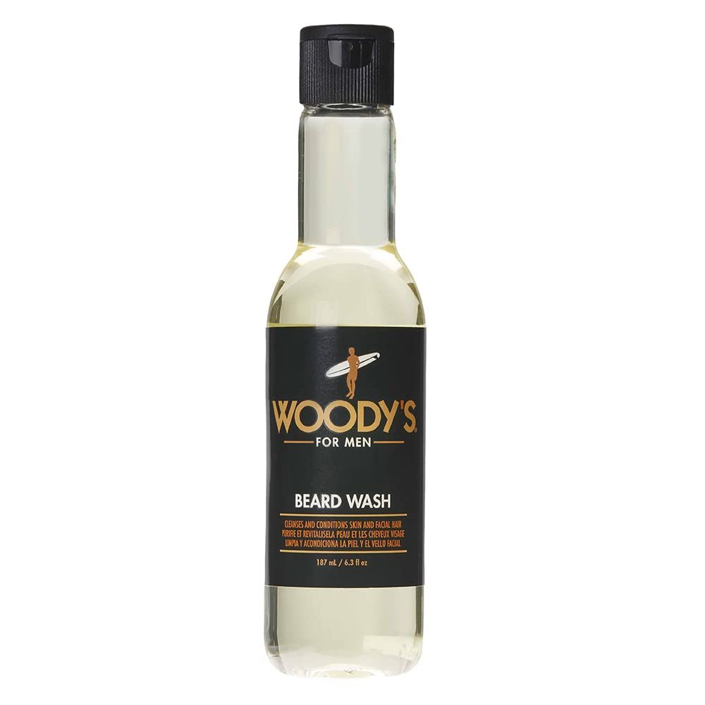 Woody&#39;s Energizing Beard Wash for Men, Cleanses and Conditions Skin and Facial Hair, For All Skin Types, 6.3 fl oz